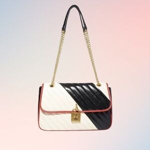 Steve Madden Eloise Women’s Quilted Shoukder Bag, Black/Bone